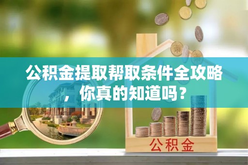 海港公积金提取帮取条件全攻略，你真的知道吗？